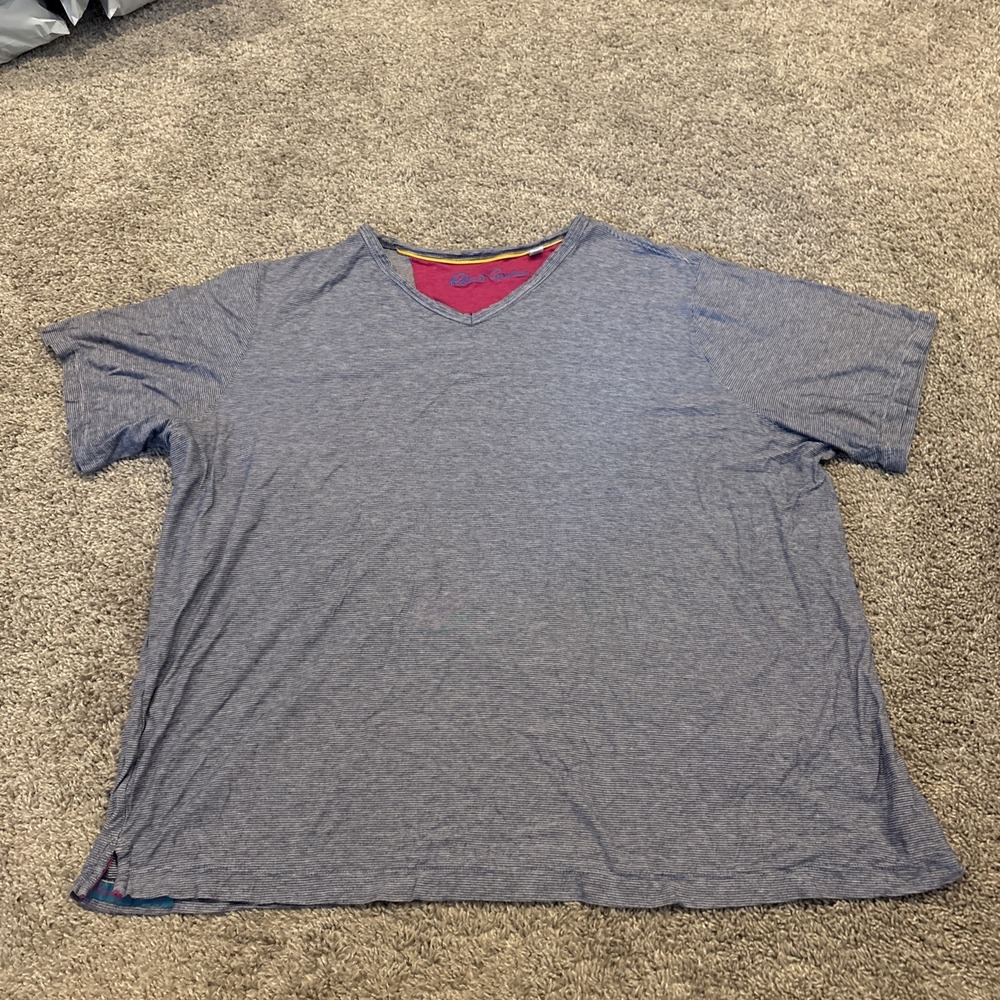 Robert Graham Classic Fit Modal Cotton Blend  Striped Grey T-Shirt Mens (3XL)